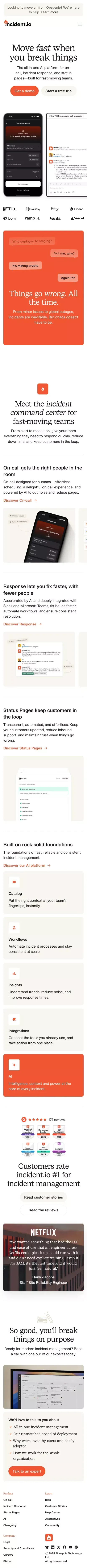 All-in-one incident management platform | incident.io mobile view