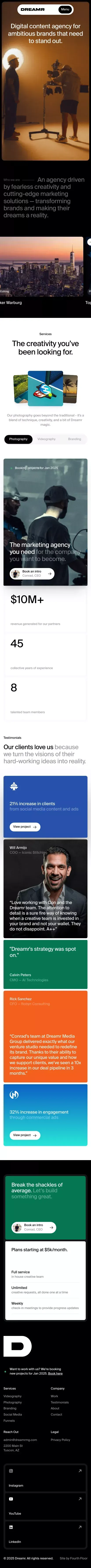 DREAMR | Creative Digital Content Agency mobile view