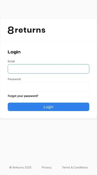 Dashboard | 8returns mobile view