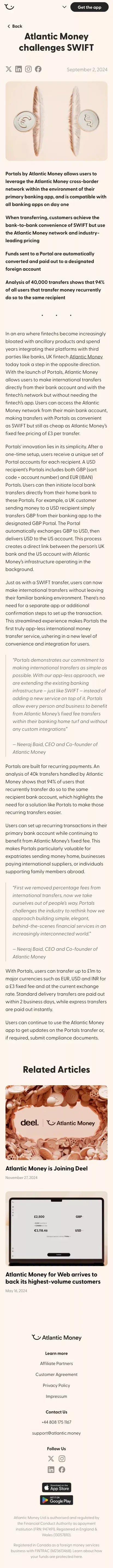 Atlantic Money challenges SWIFT â Atlantic Money Newsroom mobile view