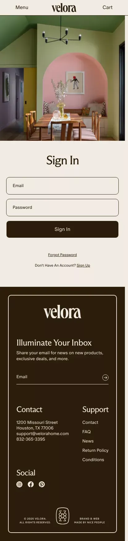 Account                   – Velora mobile view