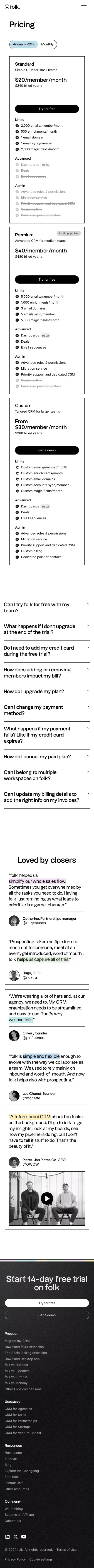 Try folk for free mobile view