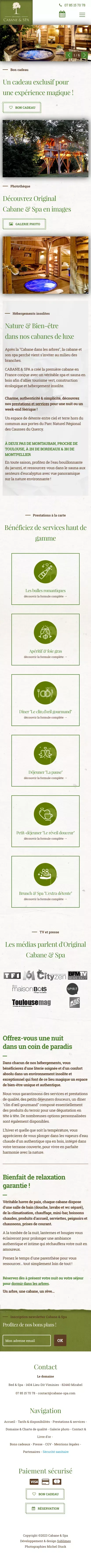 Hébergement insolite dans les arbres - Cabane & Spa mobile view