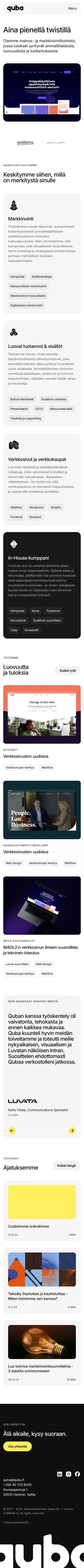 Mainostoimisto Quba - Aina pienellä twistillä. mobile view