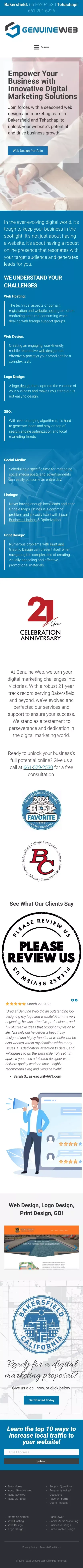 Bakersfield Web Design & Digital Marketing | Genuine Web mobile view