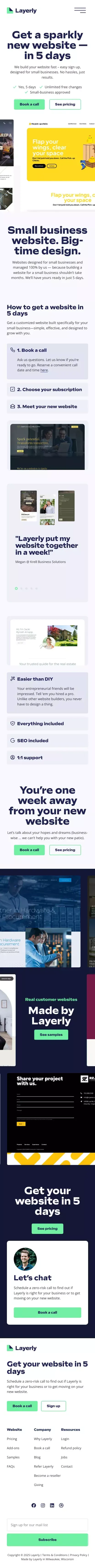 Get a sparkly new small business website in 5 days - Layerly mobile view