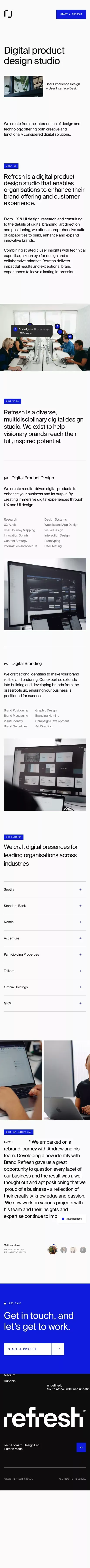 Refresh Studio | UX/UI Design Studio mobile view