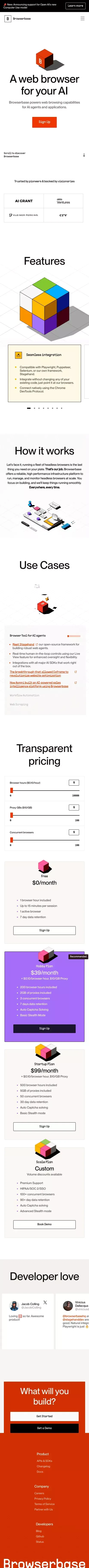 Browserbase: A web browser for AI agents & applications mobile view