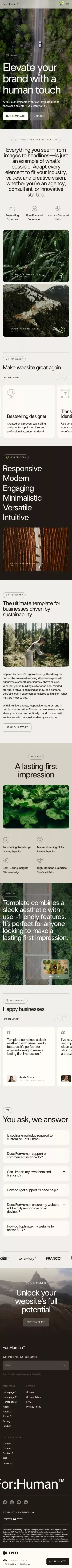 For:Human™ - Webflow Ecommerce website template mobile view