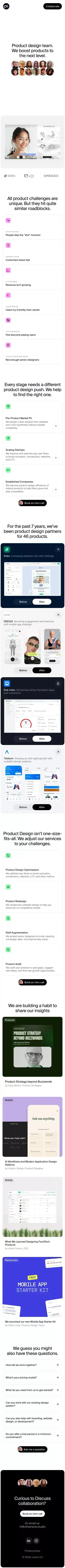 Other Land - Product Design team mobile view