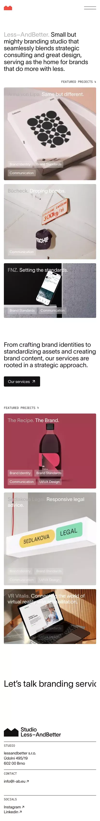 Less–AndBetter. Branding studio. mobile view