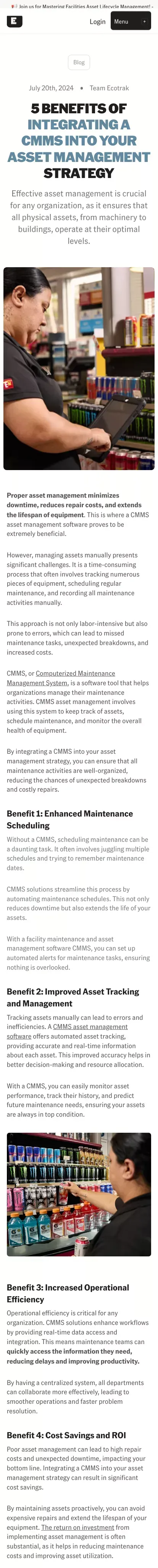 Ecotrak Facility Management Software - CMMS mobile view