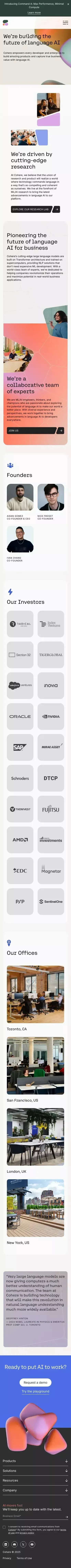 About Our Company | Cohere mobile view