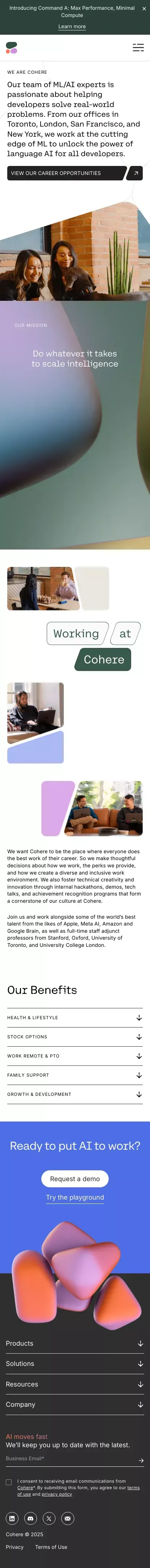 Careers | Cohere mobile view