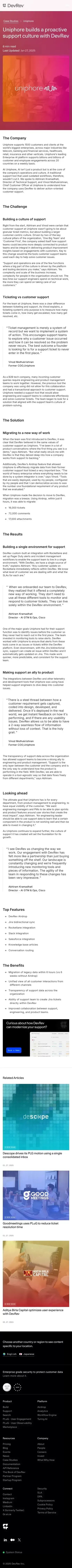 Uniphore builds a proactive support culture with DevRev mobile view