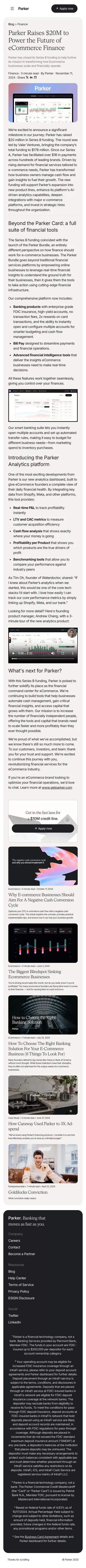 Parker Raises $20M to Power the Future of eCommerce Finance | Parker mobile view