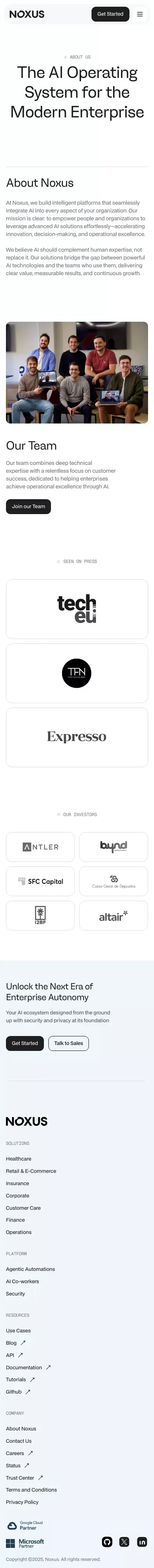 Noxus - About Us mobile view