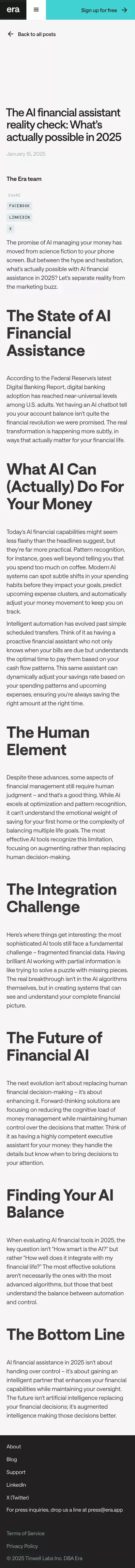 AI to make more of your money | Era mobile view
