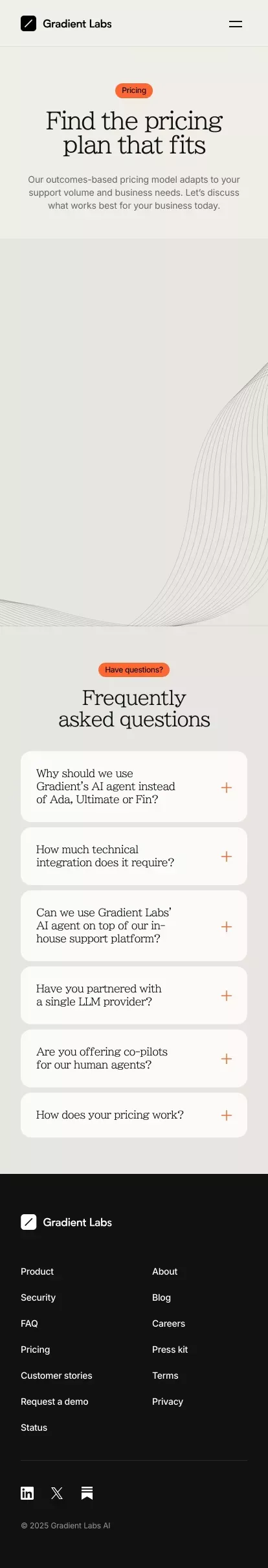 Gradient Labs Â· Pricing mobile view