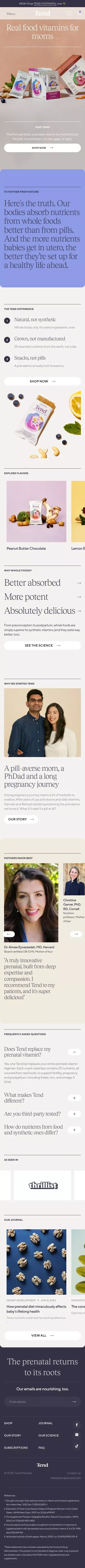 Tend Prenatal mobile view