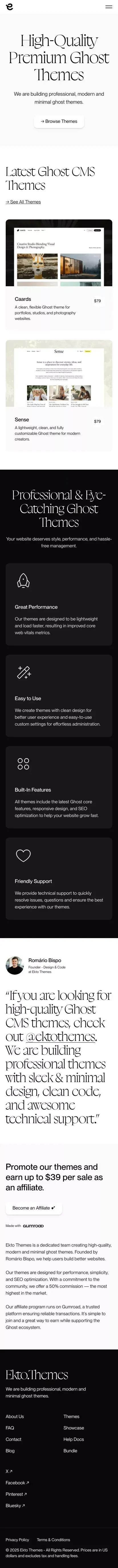 Ekto Themes - Premium Ghost Themes mobile view