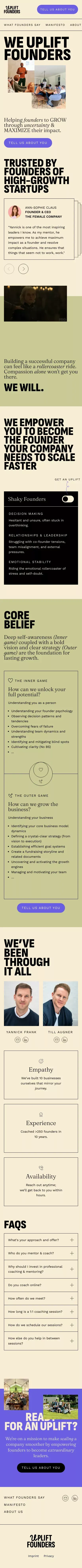 Uplift Founders - Coaching & Mentoring for Startups mobile view