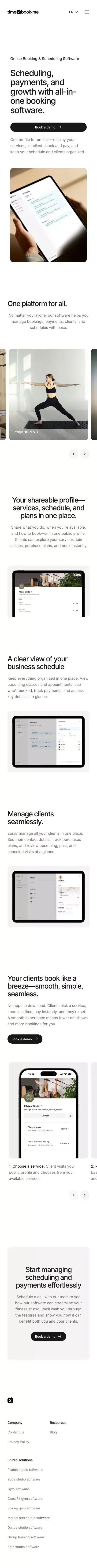 Online Appointment Scheduling Software — time2book·me mobile view