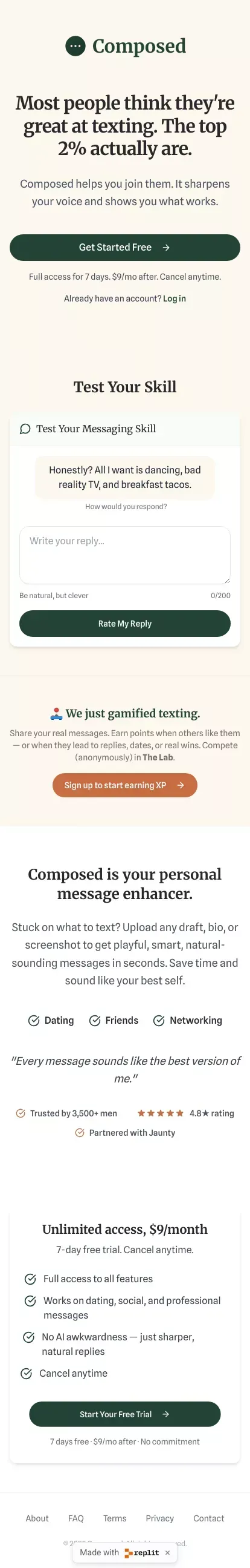 Composed | Better Dating Messages mobile view