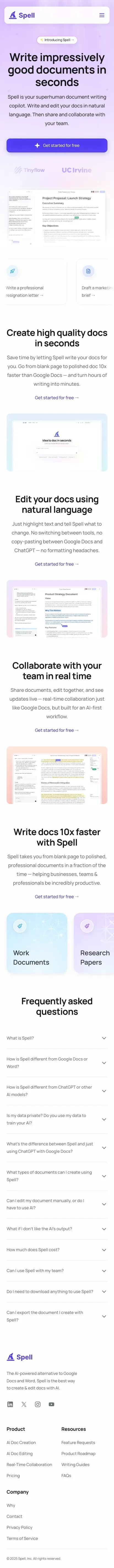 The AI-First Document Editor | Spell mobile view