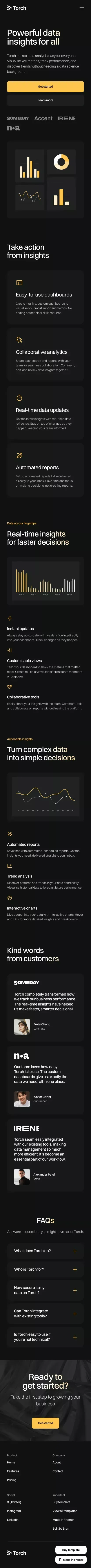 Torch - Framer SaaS Template mobile view