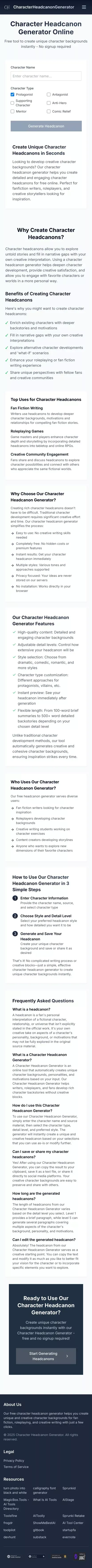 Character Headcanon Generator | Free Online Tool mobile view