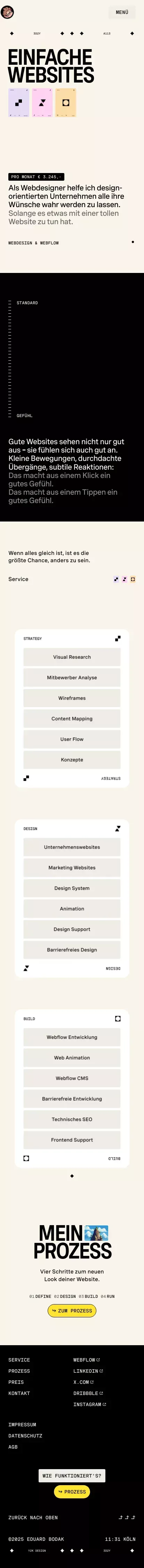 Webdesigner aus Köln | Design | Webflow | Animationen | Barrierefreiheit mobile view