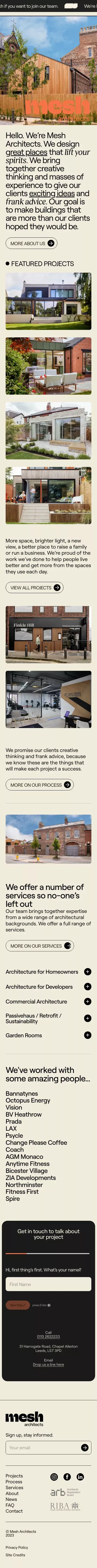 Mesh Architects mobile view