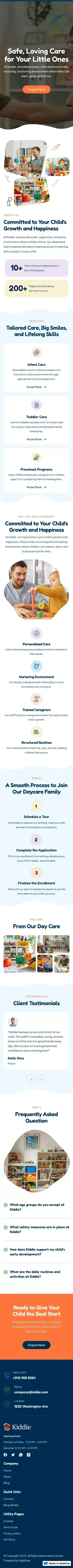 Kiddie - Webflow HTML website template mobile view