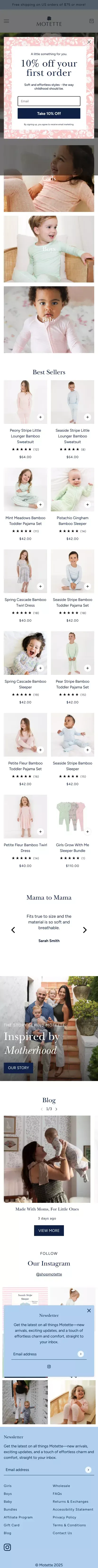 Elevated bamboo essentials for little ones | Motette mobile view