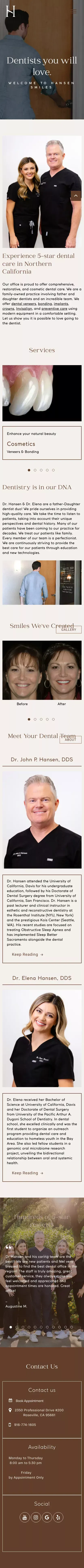 Roseville Dentists | Cosmetic & Family Care | Hansen Smiles mobile view
