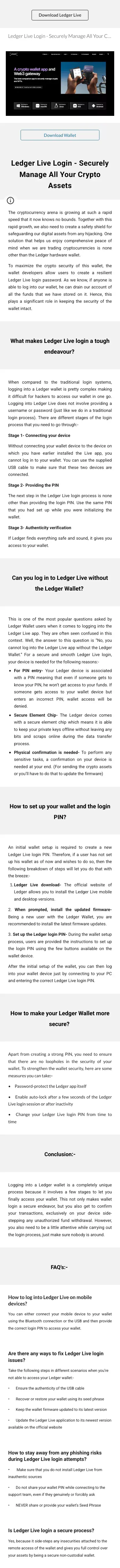 Ledger Live Login - Securely Manage All Your Crypto Assets mobile view
