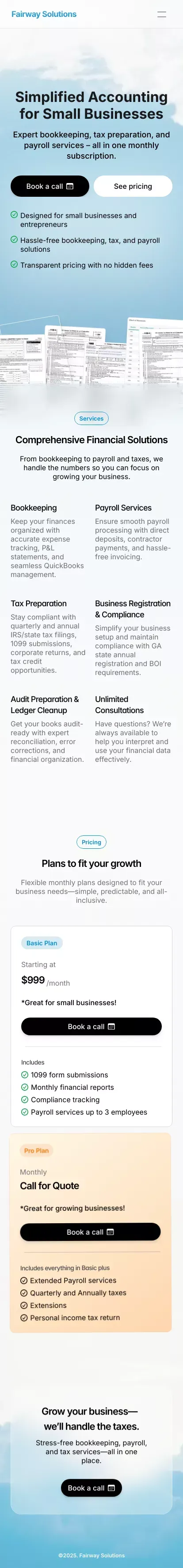 Fairway Solutions mobile view