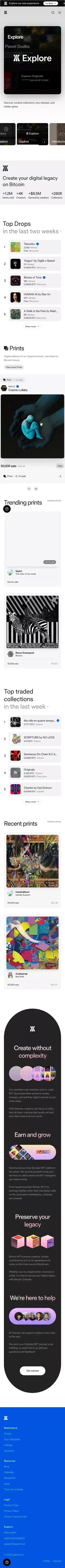 Gamma | Find & Buy Bitcoin Ordinals and NFTs mobile view