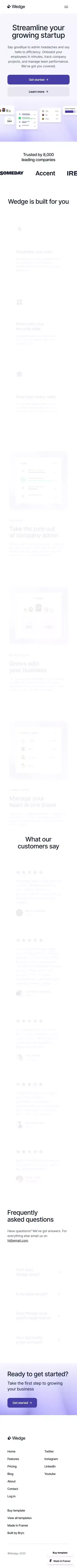 Wedge - SaaS Template for Framer mobile view