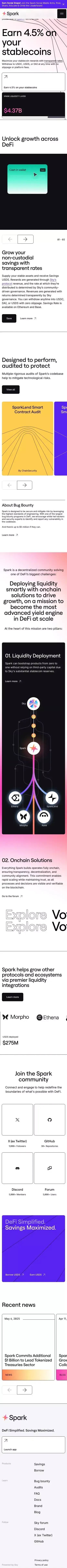 Spark: Earn on your stablecoins mobile view