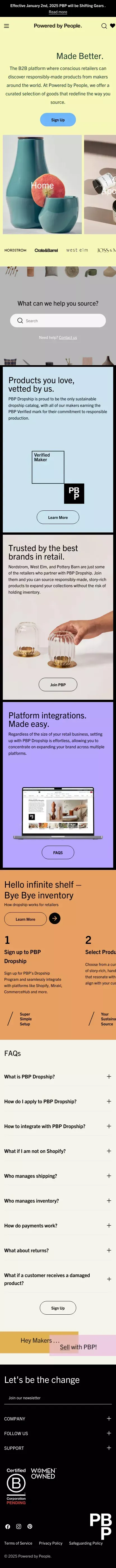 Powered by People | Sustainable Dropship Catalogue mobile view
