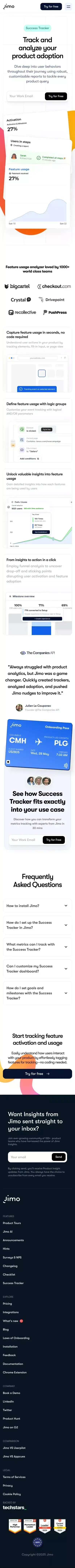 Analyze and Optimize User Behavior with Jimo Success Tracker mobile view