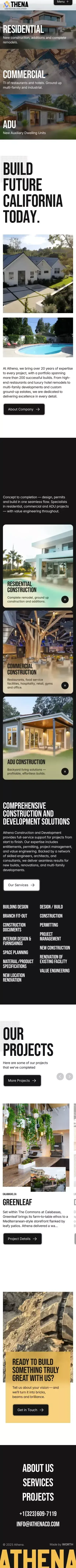 Custom Construction & Development in California | Athena mobile view