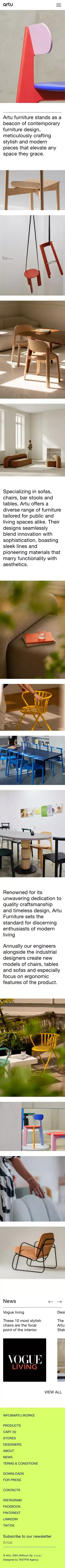 ARTU - furniture company mobile view