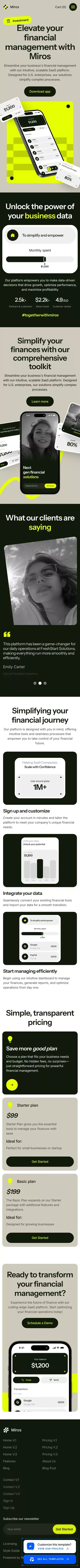 Webflow Ecommerce website template mobile view