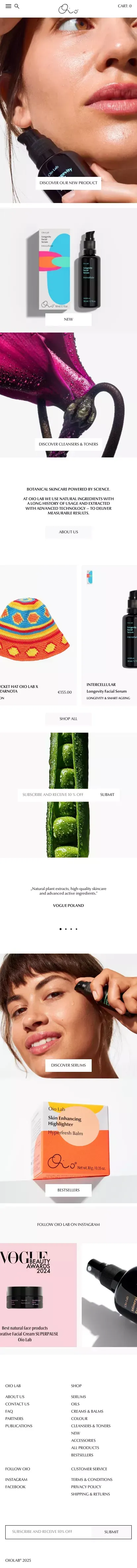 Botanical skincare powered by science – Oio Lab mobile view