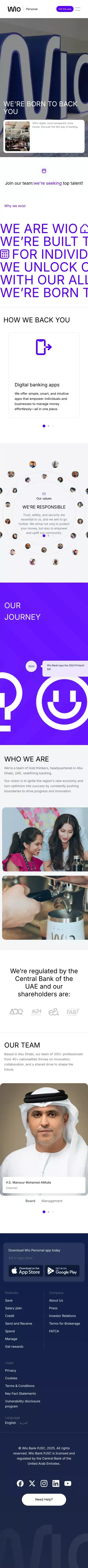 Wio | About Us mobile view