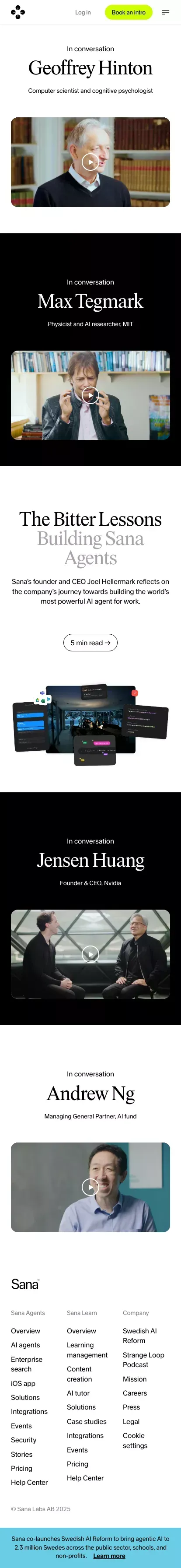 Stories and insights from the world's AI pioneers | Sana mobile view