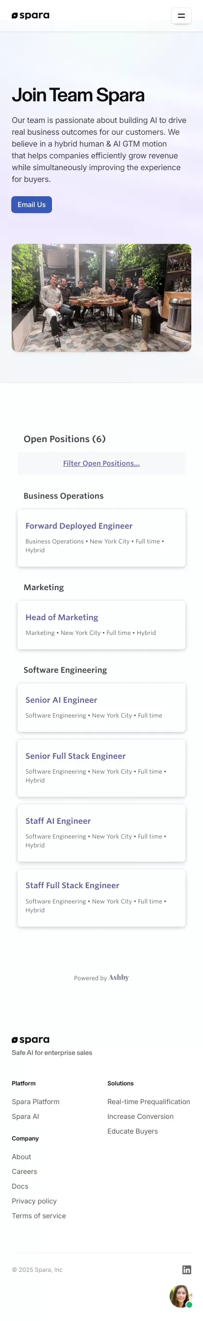 Spara - The AI-powered inbound conversion platform mobile view